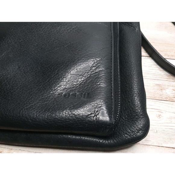 Vintage Fossil Shoulder Bag Black Leather Crossbody Purse Small - Picture 5 of 16